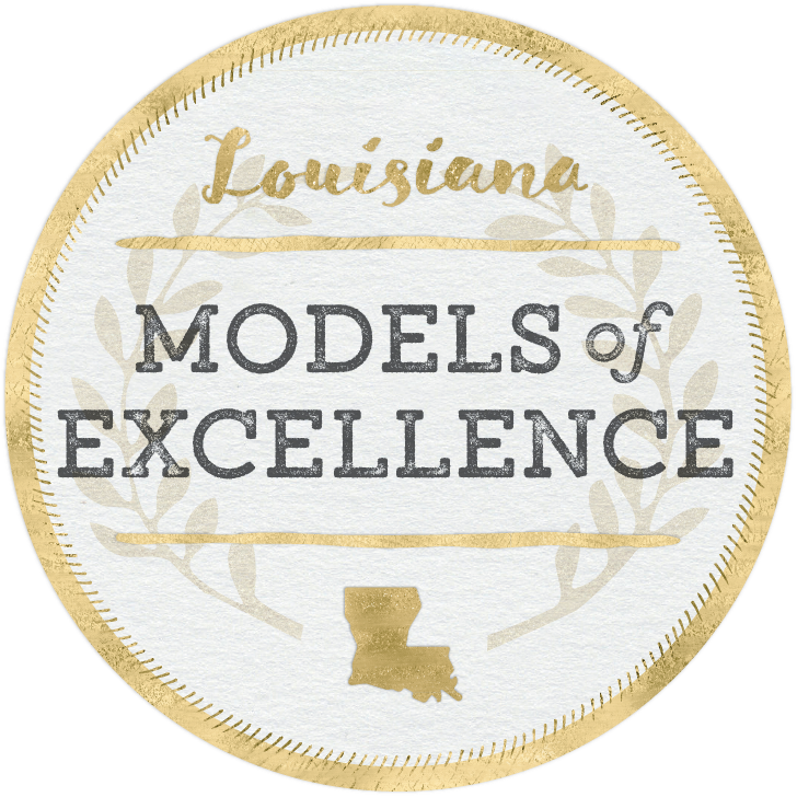 A circular crest containing the words "Louisiana Models of Excellence