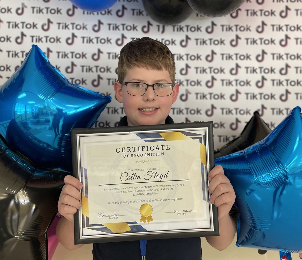 Fifth grader Collin Floyd earned the highest level possible, an Advanced, in English language arts. He also earned a Mastery in science and social studies.